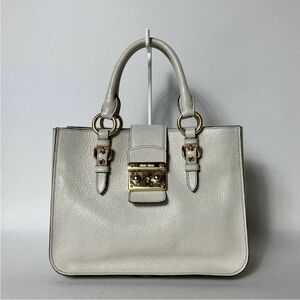Miu Miu Cream Satchel with Gold Accents